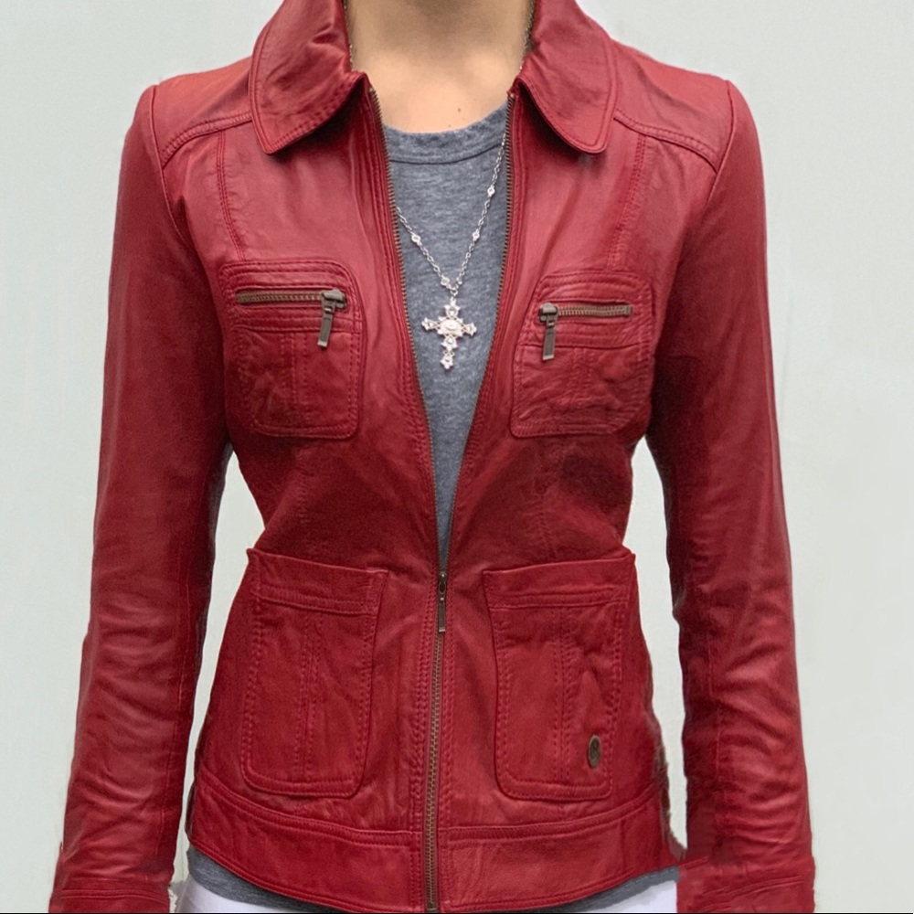 Red leather jacket
